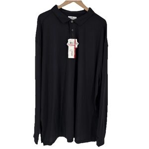 Grand Slam Mens Long Sleeve Polo Shirt‎ 3XB Black Stretch 360 UPF Dry Wick Golf